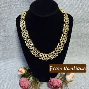 ⛓️ Vintage Waffle Gold Chain Bold Chunky Statement Necklace 🟡